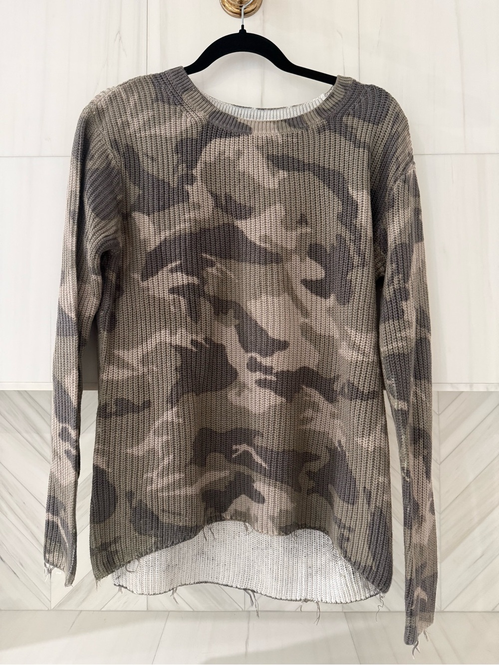 Generation Love Women's Camo Knit Pullover Sweater - Taupe